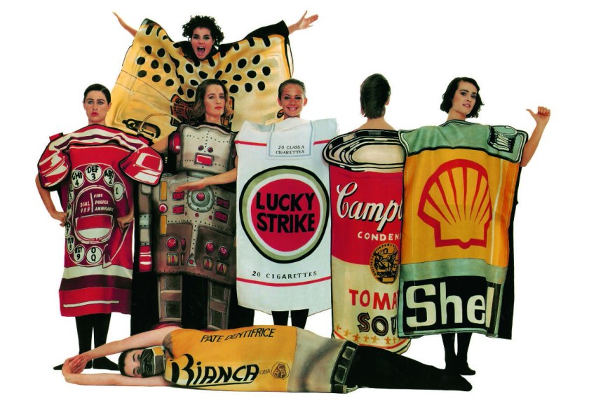 Summer 1984 : “Homage to the 20th century”, Dresses painted on gazar, Photo © Jean Charles de Castelbajac. All rights reserved.